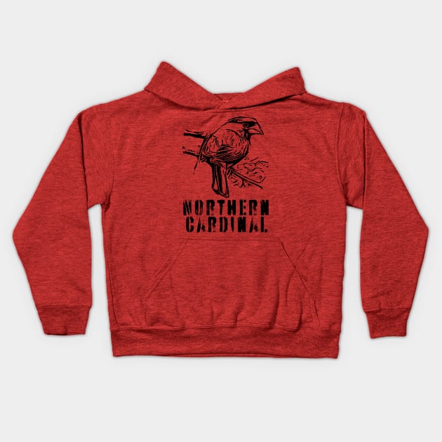 Northern Cardinal BW Kids Hoodie by Ripples of Time
